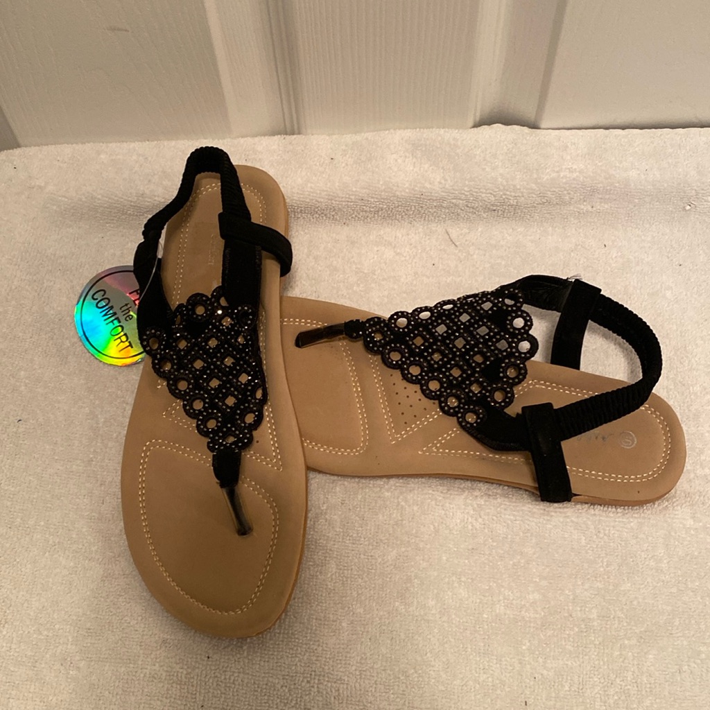 Brand New Ashley Blue Black Sandalssize 10